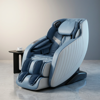 Blue Faux Leather Zero Gravity Recliner 3D Programmable Massage Chair — Studio Shot