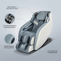 Blue Faux Leather Zero Gravity Recliner 3D Programmable Massage Chair — infographic