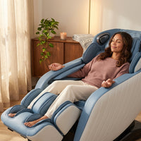 Blue Faux Leather Zero Gravity Recliner 3D Programmable Massage Chair — Lifestyle