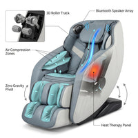 Blue Faux Leather Zero Gravity Recliner 3D Programmable Massage Chair — How It Works