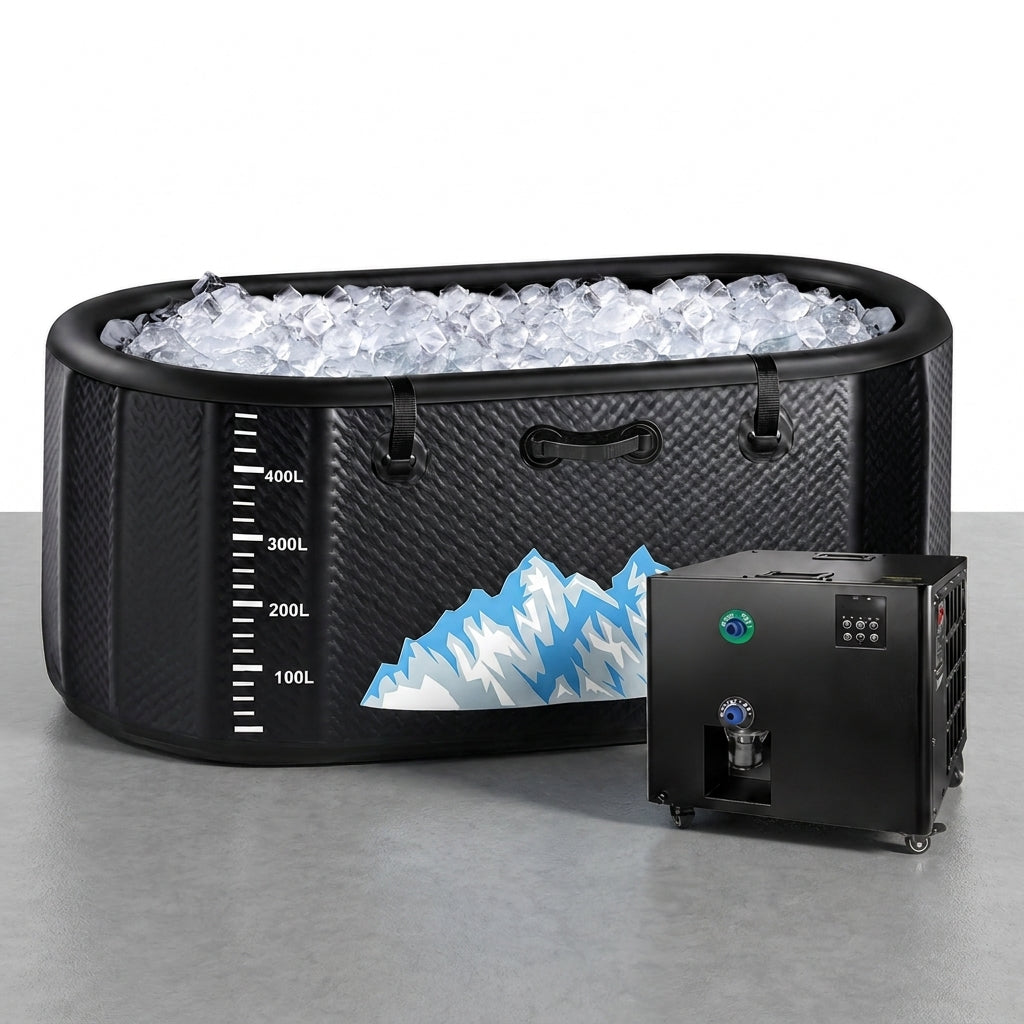 Cold Plunge Tub, 248 Gallon, 1 Horsepower, Heavy-Duty Ice Bath Tub for Athletes with Hot & Cold, Portable Inflatable Plunge Chiller with Water Treatment Kit, Immersion Therapy, Wifi (Black, 1 Set) — Studio Shot