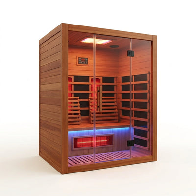 Infrared Sauna Built for Home Wellness, Canadian Hemlock, Full Spectrum Heating, Red Light Therapy, 1-2 Person