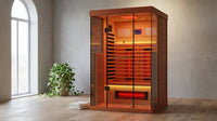 Full Spectrum Infrared Sauna，1-2 Person Home Sauna，Wooden Canadian Hemlock Indoor Spa Sauna with Resonance Speaker, Panoramic Tempered Glass Door — Lifestyle