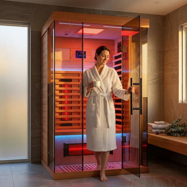 Infrared Sauna Built for Home Wellness, Canadian Hemlock, Full Spectrum Heating, Red Light Therapy, 1-2 Person