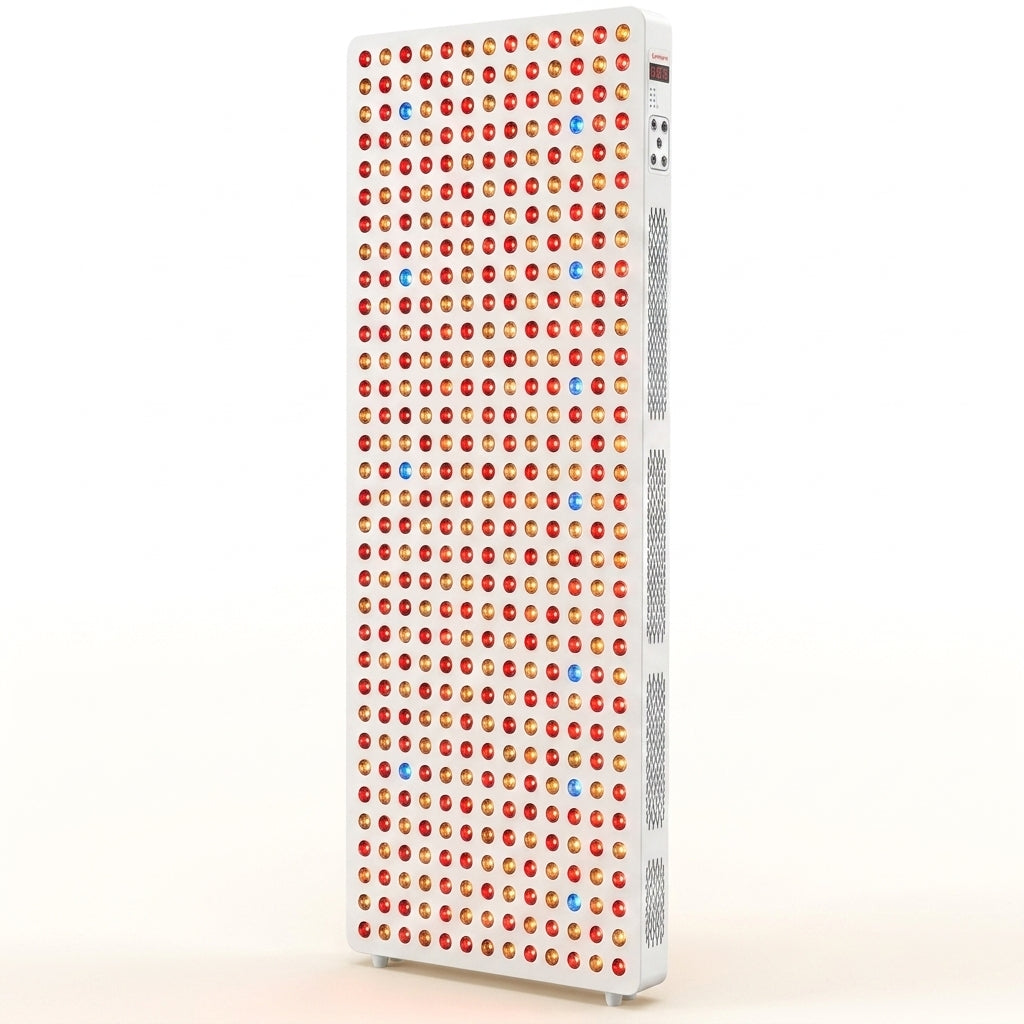 Red Light Therapy Full Body Panel, 480/630/660/810/830/850/1060Nm Blue Red near Infrared Light Device with 480 Dual Chip Clinical Grade Leds, Remote Control, Timer for Face, Body, BO-2400 — Studio Shot