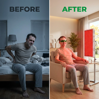 Red Light Therapy Panel, 4 Wavelengths Full Body Infrared Light Therapy, 300 Elite Grade Dual Chip Leds, FSA-HSA Red Light Device at Home, Ideal for Body, Face. Modular Design. — Before & After