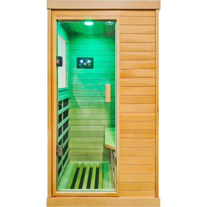 Infrared Sauna Room Single Room With Hemlock Frame, 6 Heating Plates, Built-In Lights And Bluetooth Audio - Natural